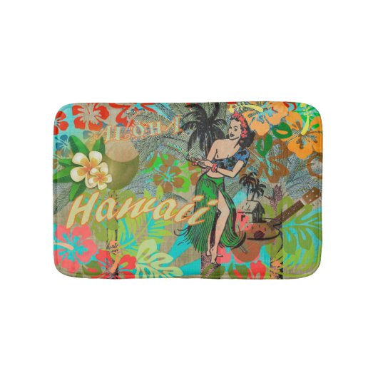 Hawaii Flower Hula Floral Graphic Badmat (Voorkant)