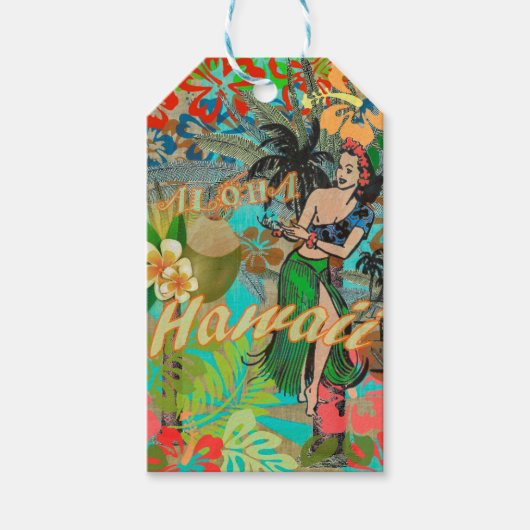 Hawaii Flower Hula  Floral Graphic Cadeaulabel (Voorkant)