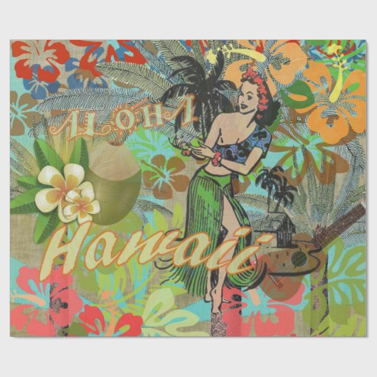 Hawaii Flower Hula Floral Graphic Cadeaupapier (Vlak)