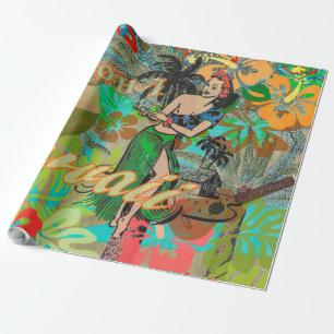 Hawaii Flower Hula  Floral Graphic Cadeaupapier