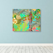 Hawaii Flower Hula  Floral Graphic Canvas Afdruk (Insitu (Houten vloer))