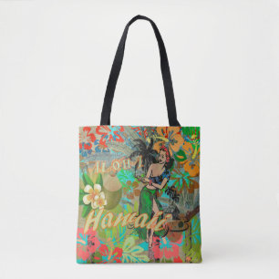 Hawaii Flower Hula  Floral Graphic Draagtas