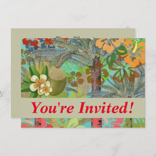 Hawaii Flower Hula  Floral Graphic Kaart (Voorkant / Achterkant)