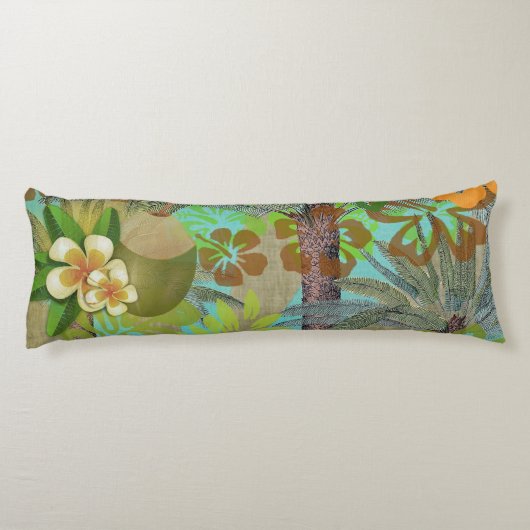 Hawaii Flower Hula Floral Graphic Lichaamskussen (Achterkant)