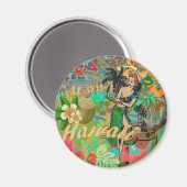 Hawaii Flower Hula Floral Graphic Magneet (Voorkant / Achterkant)