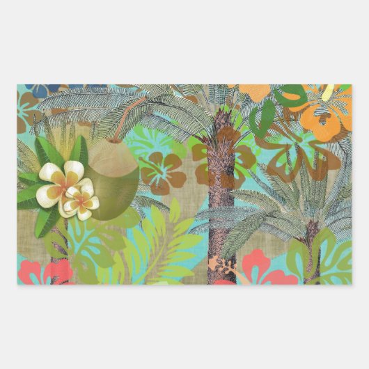 Hawaii Flower Hula  Floral Graphic Rechthoekige Sticker (Voorkant)