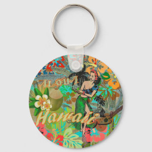 Hawaii Flower Hula  Floral Graphic Sleutelhanger