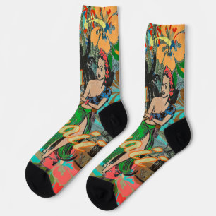 Hawaii Flower Hula Floral Graphic Sokken