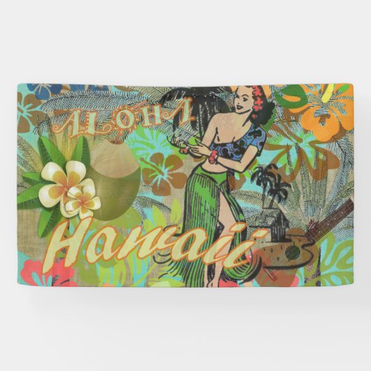 Hawaii Flower Hula  Floral Graphic Spandoek (Horizontaal)