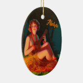 Hawaii Girl met Ukulele Keramisch Ornament (Rechts)