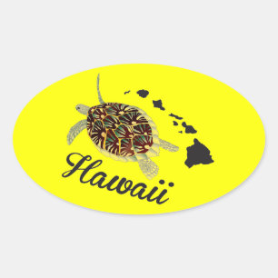 Hawaii Green Zee Turtle Ovale Sticker