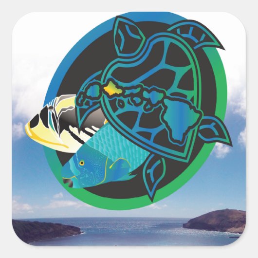 Hawaii Green Zee Turtle Vierkante Sticker (Voorkant)