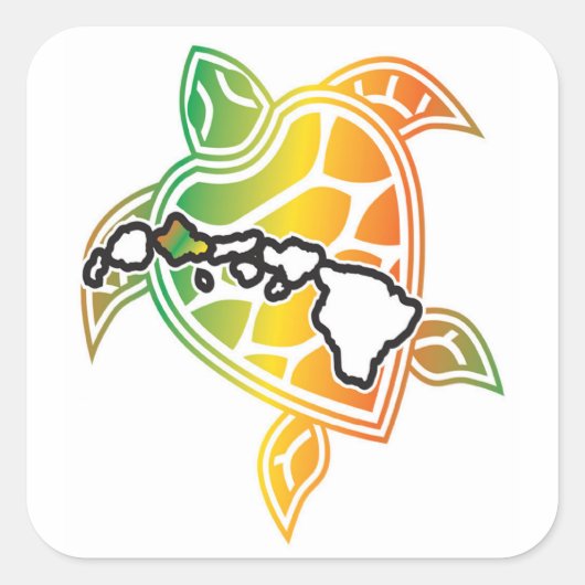 Hawaii Green Zee Turtle Vierkante Sticker (Voorkant)