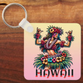 Hawaii | Hawaiian Hula Dancer gepersonaliseerd Sleutelhanger (Voorkant)