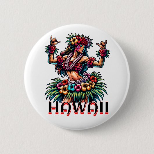 Hawaii | Hawaiian Hula Dancer Ronde Button 5,7 Cm (Voorkant)