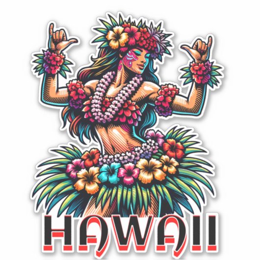 Hawaii | Hawaiian Hula Dancer Sticker (Voorkant)