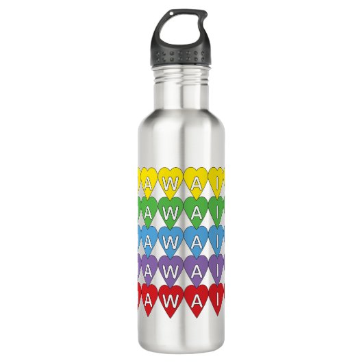 Hawaii Heart Pattern Rainbow Waterfles (Voorkant)