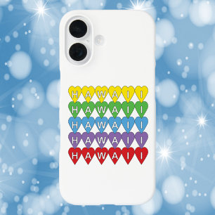 Hawaii Hearts Pattern Rainbow iPhone 16 Hoesje