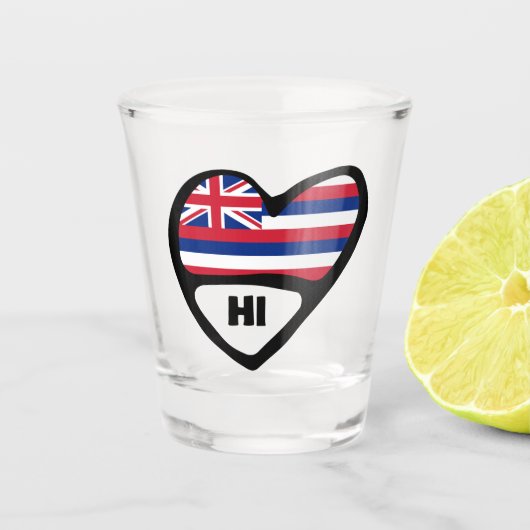 Hawaii, HI-vlag op het hart, warm glas (Voorkant)