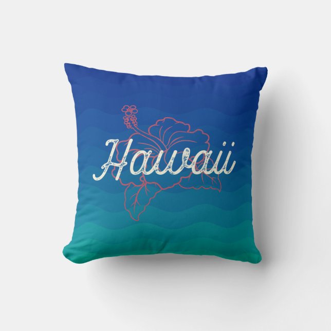 Hawaii Hibiscus Distress Graphic Print Kussen (Voorkant)