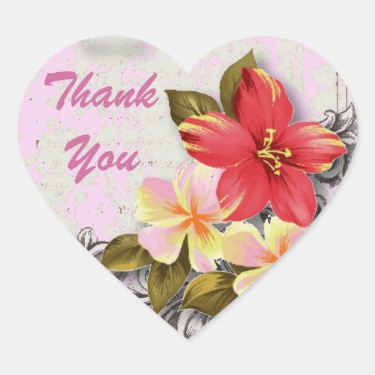 hawaii hibiscus florale tropische bruiloft hart sticker (Voorkant)