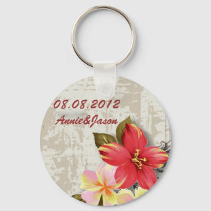 hawaii hibiscus florale tropische bruiloft sleutelhanger