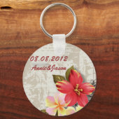 hawaii hibiscus florale tropische bruiloft sleutelhanger (Voorkant)