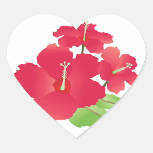 Hawaii Hibiscus Flowers Hart Sticker