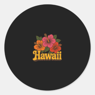 Hawaii Hibiscus Illustratie Hawaiiaanse Vakantie 1 Ronde Sticker