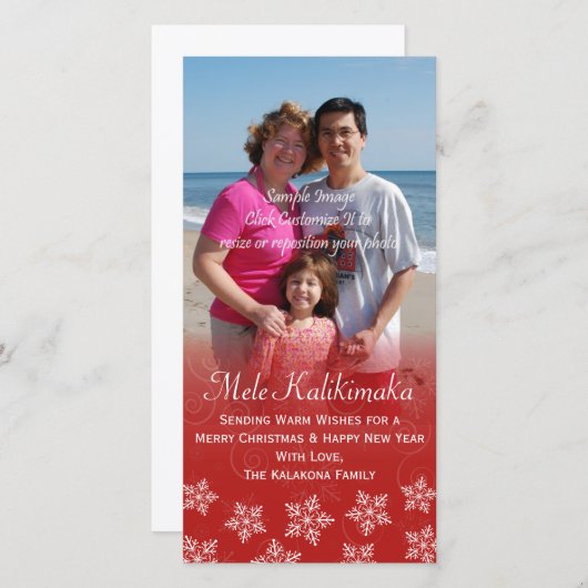 Hawaii Hibiscus Snowflake Carte photo de Noël (Devant / Derrière)