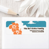 Hawaii Hibiscus & Summer Clouds Customizable Etiket (Insitu)