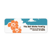 Hawaii Hibiscus & Summer Clouds Customizable Etiket (Voorkant)
