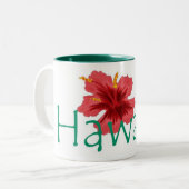 Hawaii hibiscus turquoise tasse à café rose (Devant gauche)