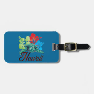 Hawaii Hibiscus Turtle Bagagelabel