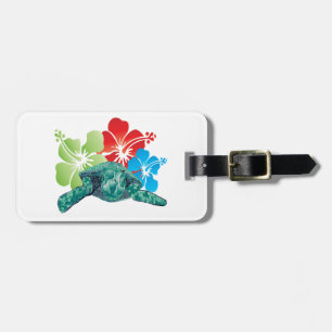 Hawaii Hibiscus Turtle Bagagelabel