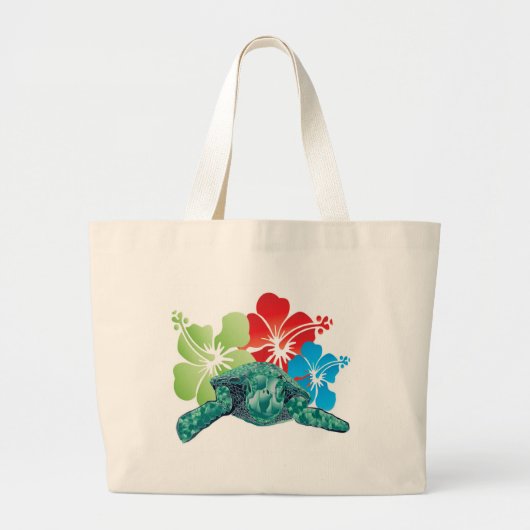 Hawaii Hibiscus Turtle Grote Tote Bag (Voorkant)