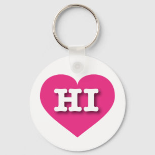 Hawaii Hot Pink Heart - Ik hou van HI Sleutelhanger