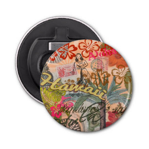 Hawaii Hula Travel Flower  Button Flesopener