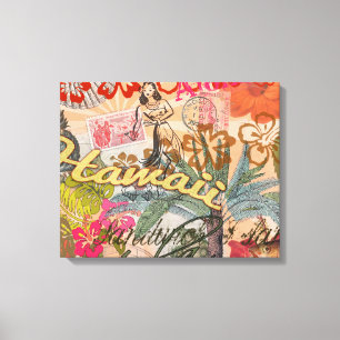 Hawaii Hula Travel Flower  Canvas Afdruk