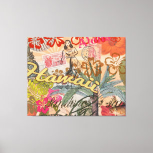 Hawaii Hula Travel Flower  Canvas Afdruk