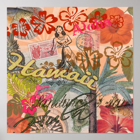 Hawaii Hula Travel Flower  Poster (Voorkant)