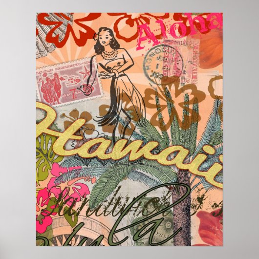Hawaii Hula Travel Flower  Poster (Voorkant)