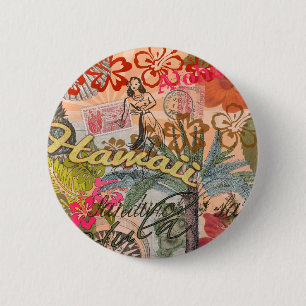 Hawaii Hula Travel Flower Ronde Button 5,7 Cm
