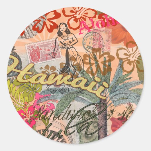 Hawaii Hula Travel Flower  Ronde Sticker (Voorkant)