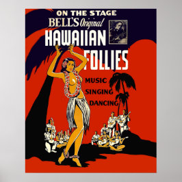 Hawaii huld meisje, traditionele dans, muziek, fee poster