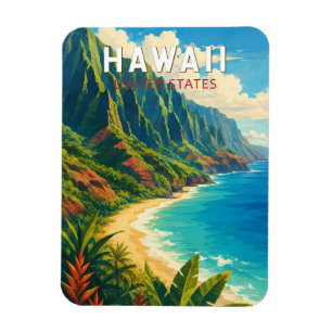 Hawaii Illustratie Reis Kunst Vintage Magneet