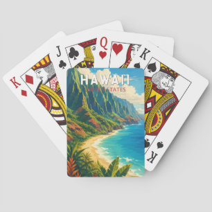 Hawaii Illustratie Reis Kunst Vintage Pokerkaarten