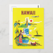  Hawaii Island Retro Travel Briefkaart (Voorkant / Achterkant)