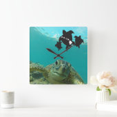Hawaii Islands Turtles Vierkante Klok (Huis)