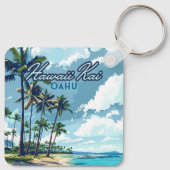 Hawaii Kai Honolulu Oahu Hawaii Retro Sleutelhanger (Achterkant)